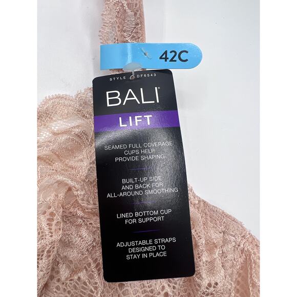 BALI DESIRE LACE UNDERWIRE COMFORT BRA STYLE 6543 CHAMPAGNE NUDE 42C NEW - Picture 5 of 7